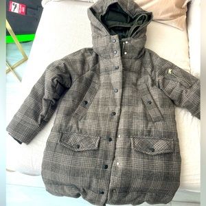 MAX&Co- olive green plaid winter long jacket (very warm) bought in Italy- size S